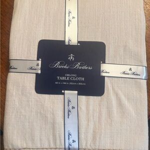 Brooks Brothers Cream Tablecloth with Ribbon